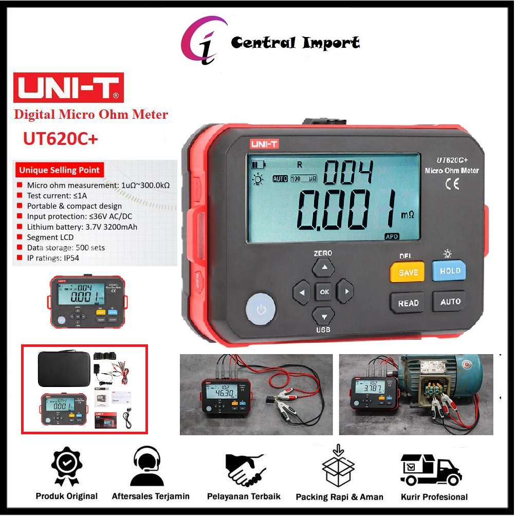 Jual UNI-T UT620C+ / UT620C Digital Micro Ohm Meter DC Low Resistance ...