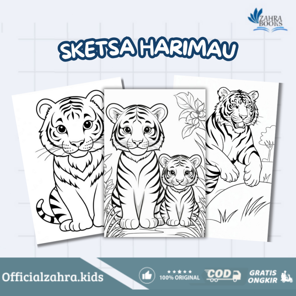 Jual Sketsa Gambar Mewarnai Untuk Anak Paud dan TK Tema : Harimau ...