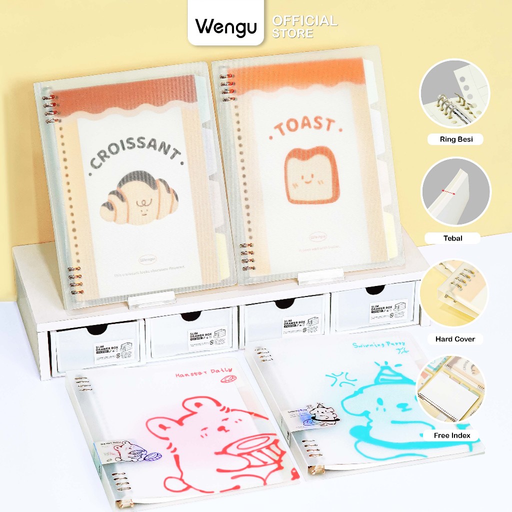 Jual [BARU] Wengu Binder B5 8 Ring isi 60 Lembar Transparan Motif Lucu ...