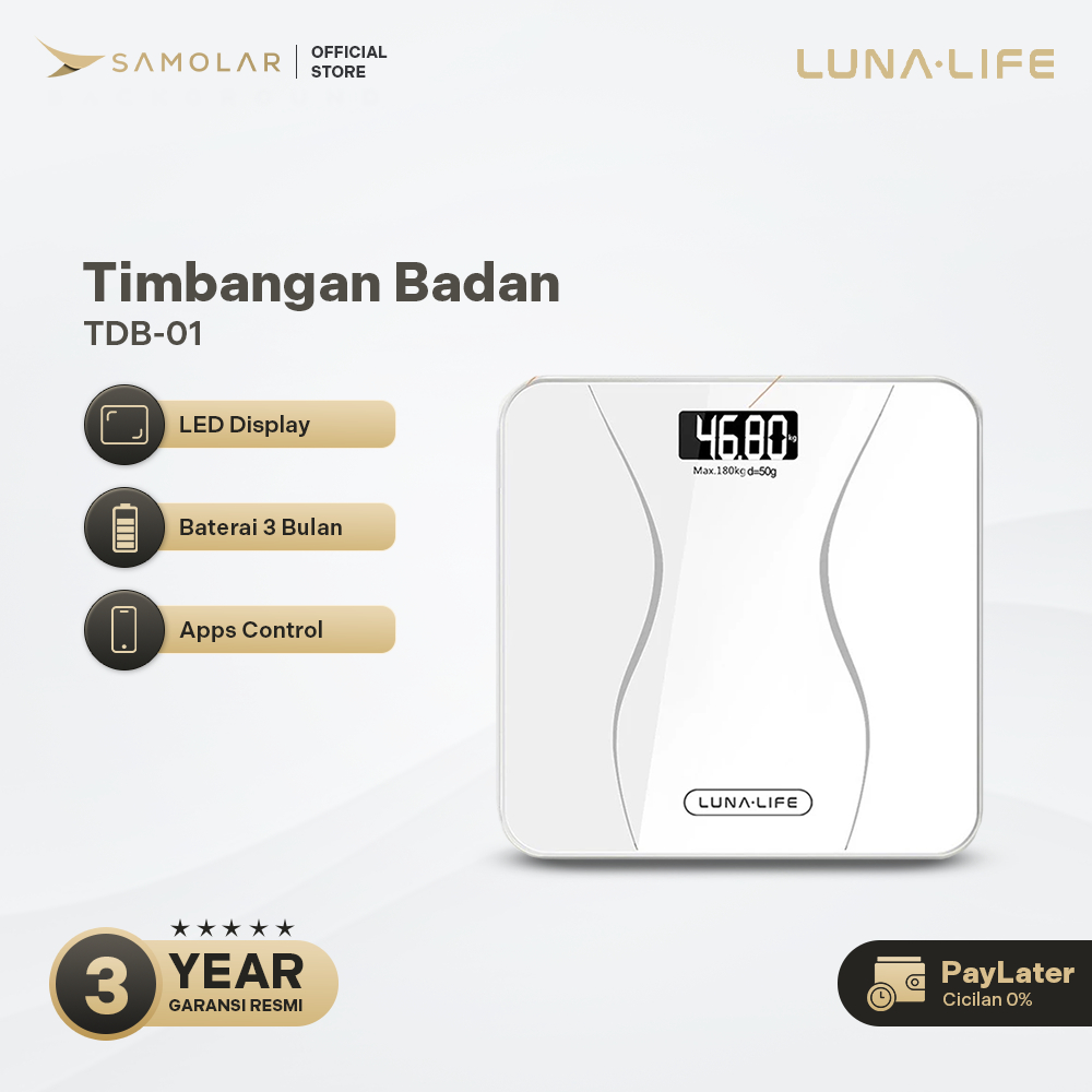 Jual LUNALIFE Timbangan Smart 28cm Bluetooth Digital Body Fat Scale ...