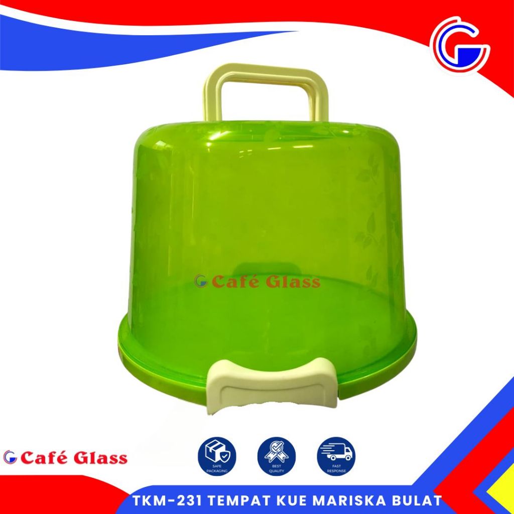 Kotak Display Kue Tart Bulat / Kotak Roti Bolu Jinjing Motif Bunga / Toples Kue 25Cm