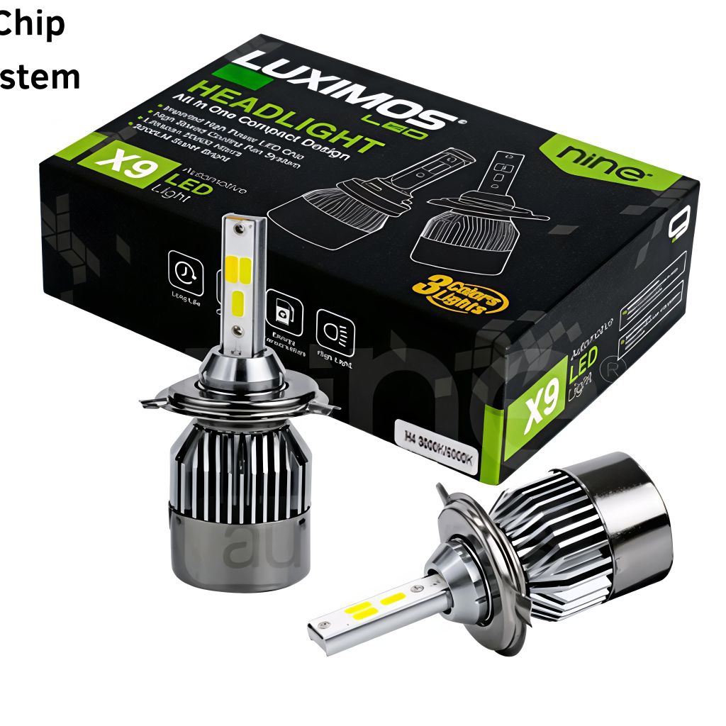 LAMPU LED UATAMA MOBIL 3 WARNA  TIPE SOKET H4 36WATT NINE LUXIMOS X9 EXTREME BRIGHT