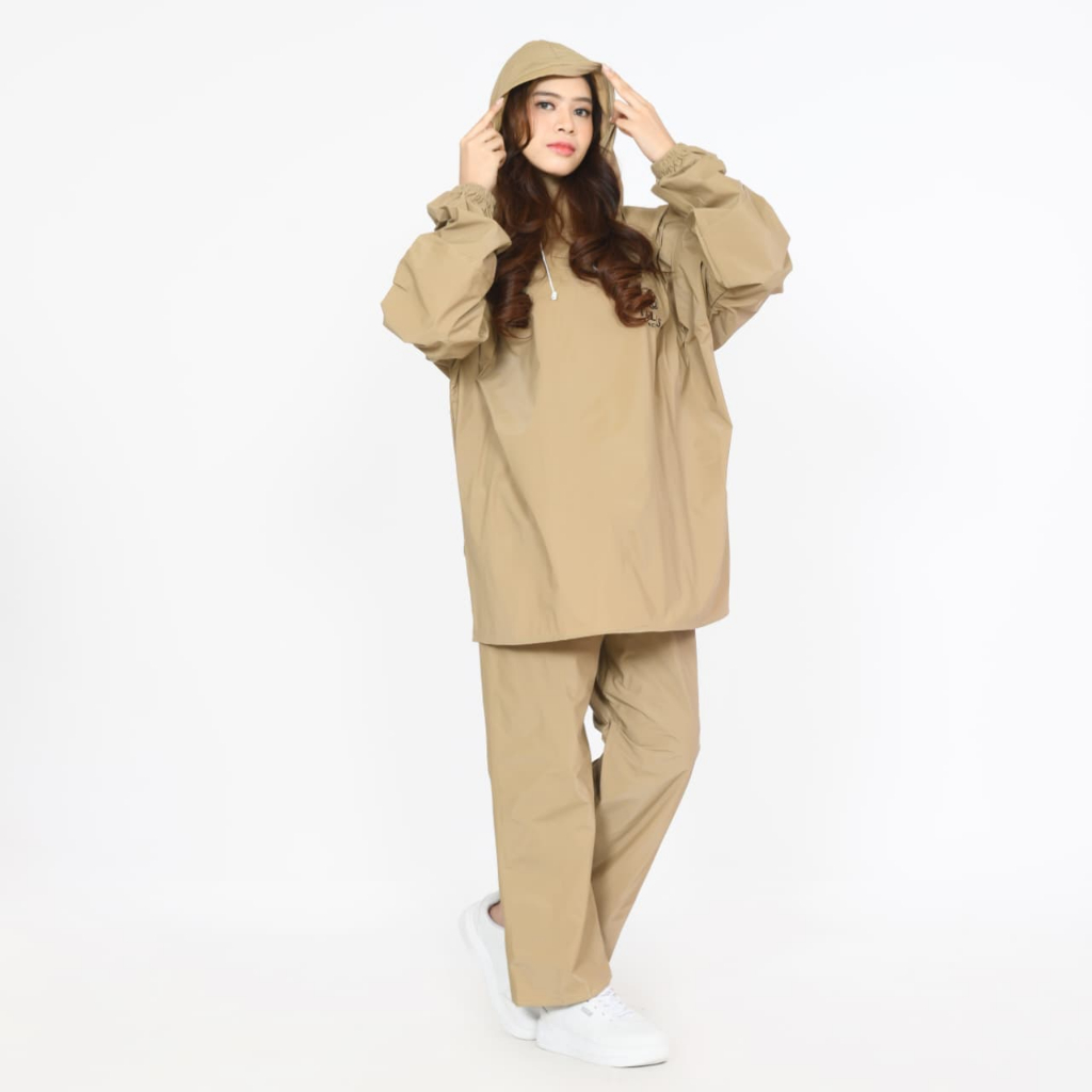 Jas Hujan Hoodie Dewasa Setelan dengan Celana Anti Rembes foto 1