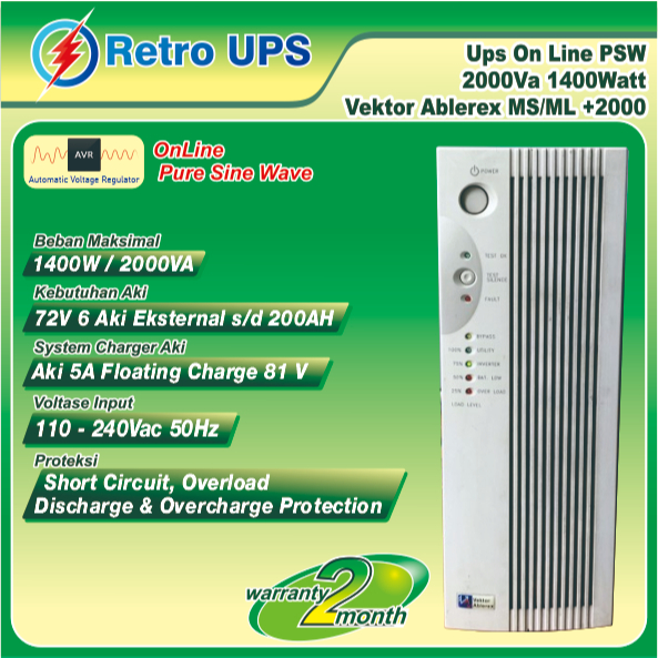 Jual Ups On Line PSW 2000Va 1400Watt Vektor Ablerex MSML +2000 | Shopee ...