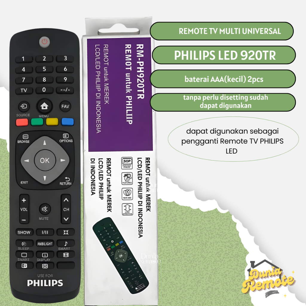 Jual Remot Remote TV Philips SMART TV LCD LED MULTI UNIVERSAL 920tr ...