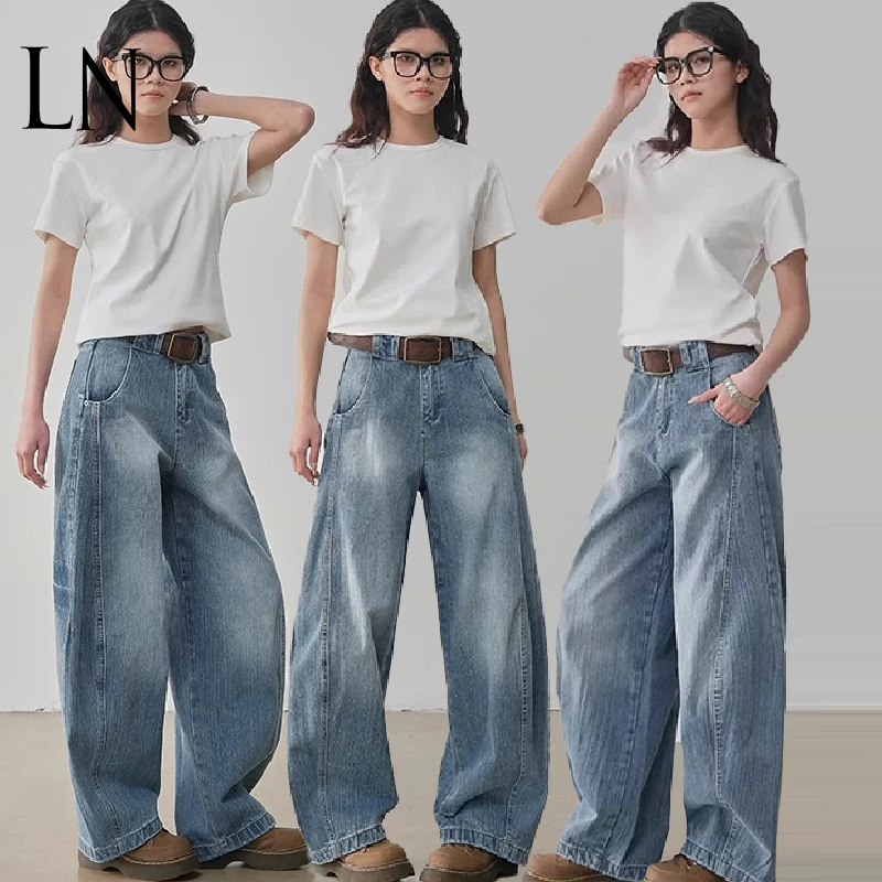 Produk baru-Baggy barrel pants barel jeans raw denim pria dan wanita outfit gombrong wide leg jins jeans oversize
