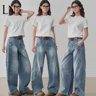 Produk baru-Baggy barrel pants barel jeans raw denim pria dan wanita outfit gombrong wide leg jins jeans oversize