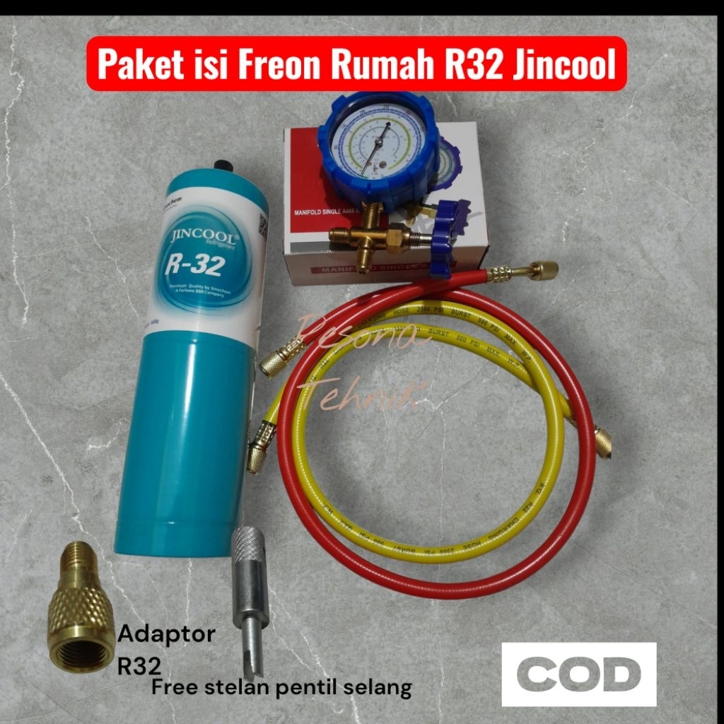 Jual PAKET PENGISIAN PREON AC RUMAH R32 / Manipold single 500Psi. 2bh ...