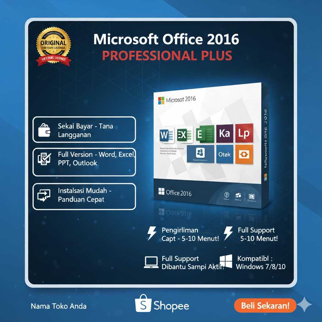 Jual Microsoft Office 2016 Lisensi Aktivasi Digital – Untuk PC/Laptop ...