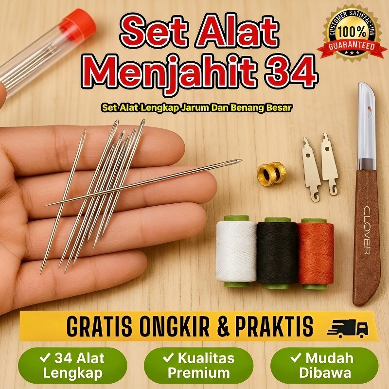 Jual [COD+ Pengiriman 24 Jam] Set Alat Jahit 34 Buah - Pemasangan ...