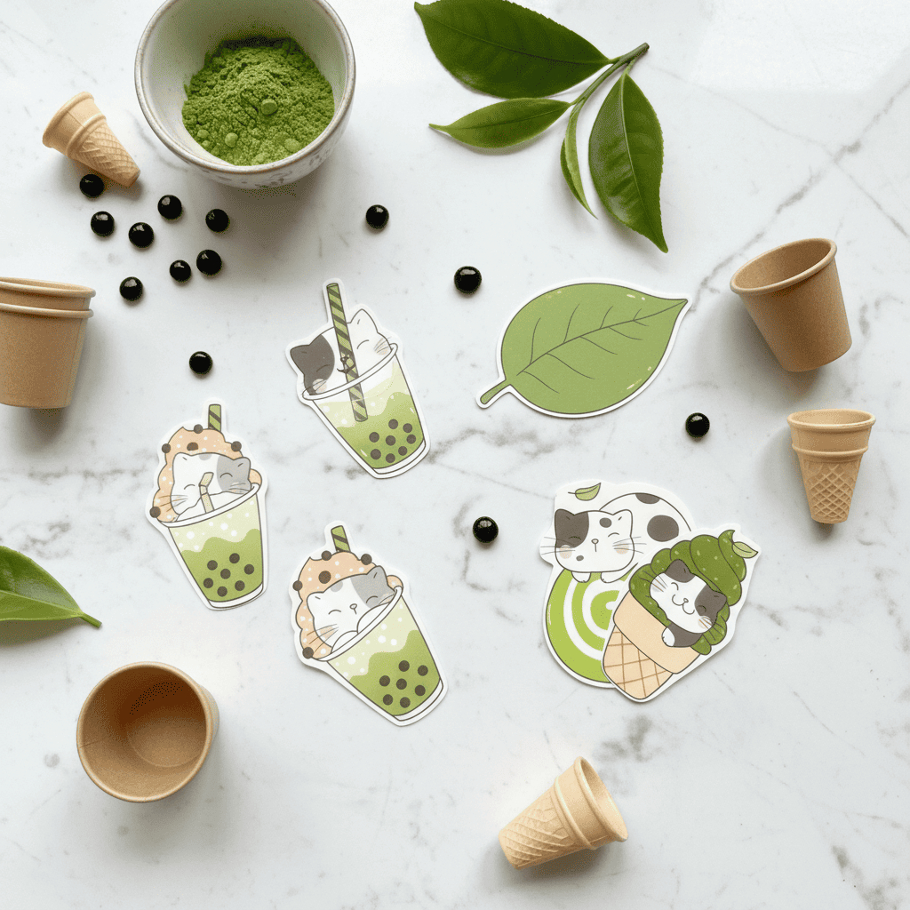 Jual COD 42Pcs Sticker Pack Matcha Cat Lucu Estetik Untuk Journaling ...