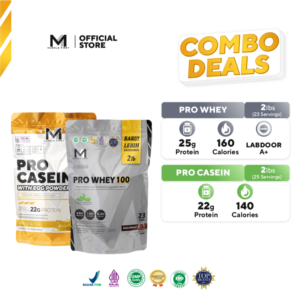 Jual [BUNDLE] MUSCLE FIRST Pro Whey 100 2lbs + Pro Casein 2lbs - Whey ...
