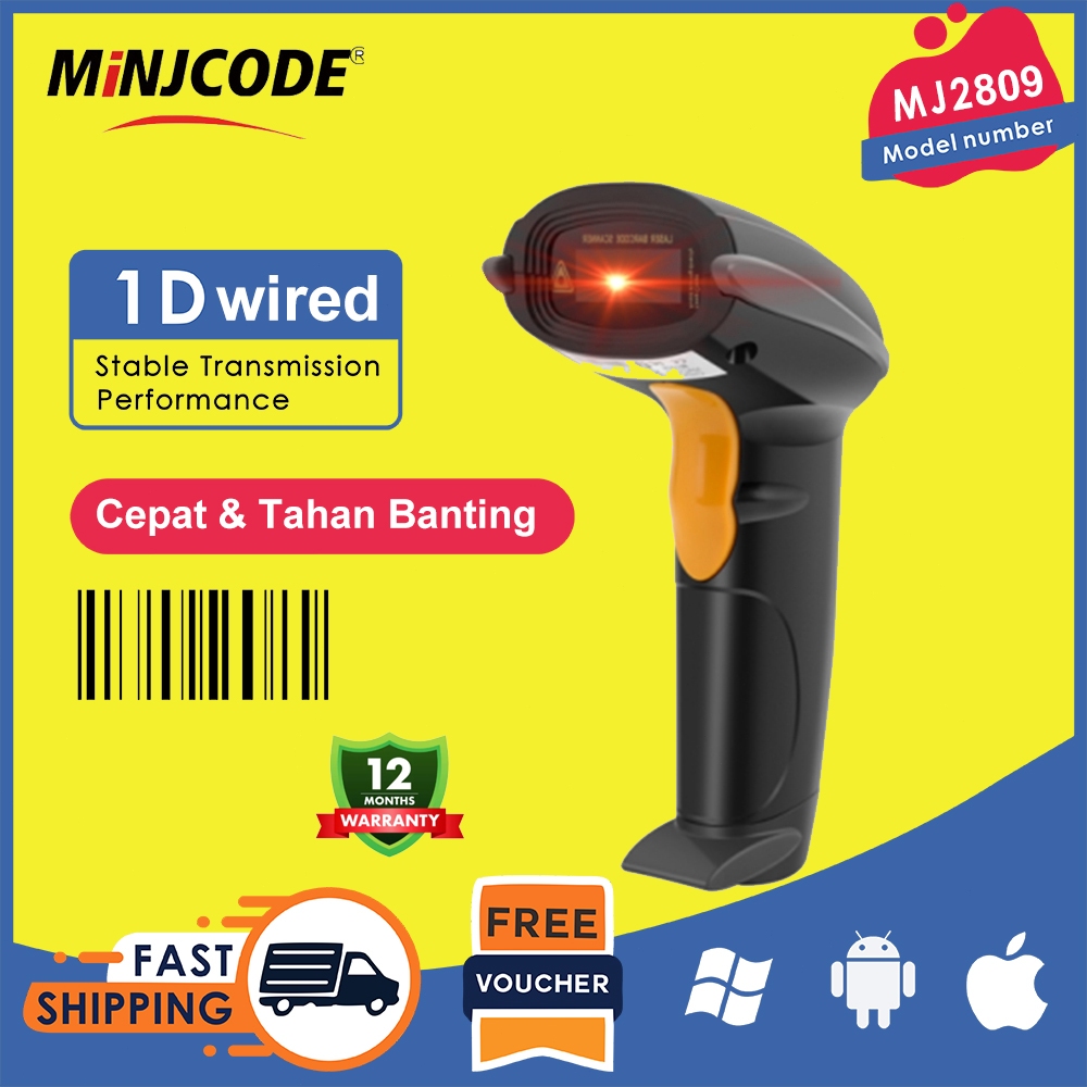 Jual Wired Barcode Scanner Laser USB Kabel – Scanner Barcode 1D Cepat ...