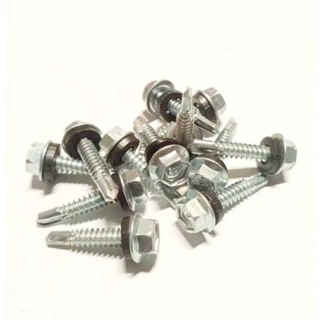 Jual Sekrup Roofing 12x23mm Baut Atap Baja Ringan Kepala Hex 8mm @50pcs ...