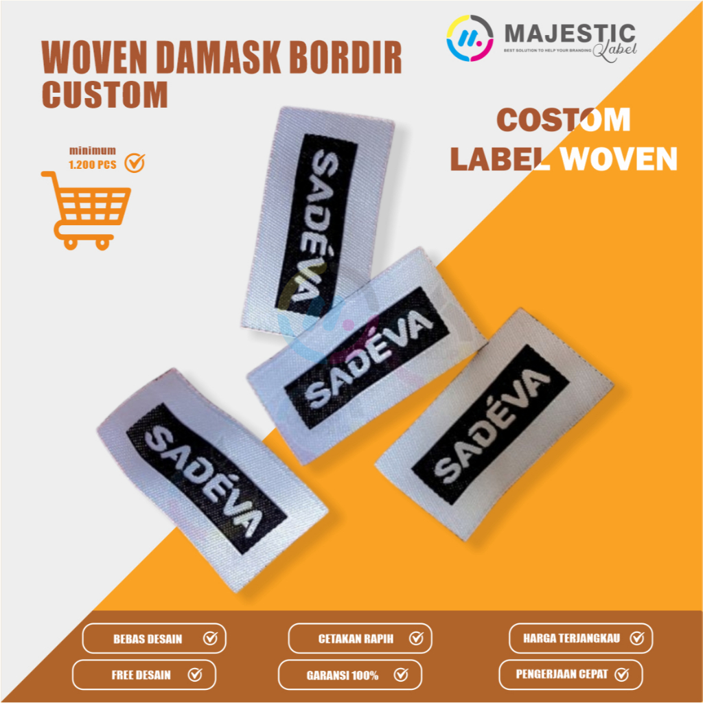 Jual Label woven Bordir 2,5x6 cm/ Label Woven Label Baju Custom Label ...