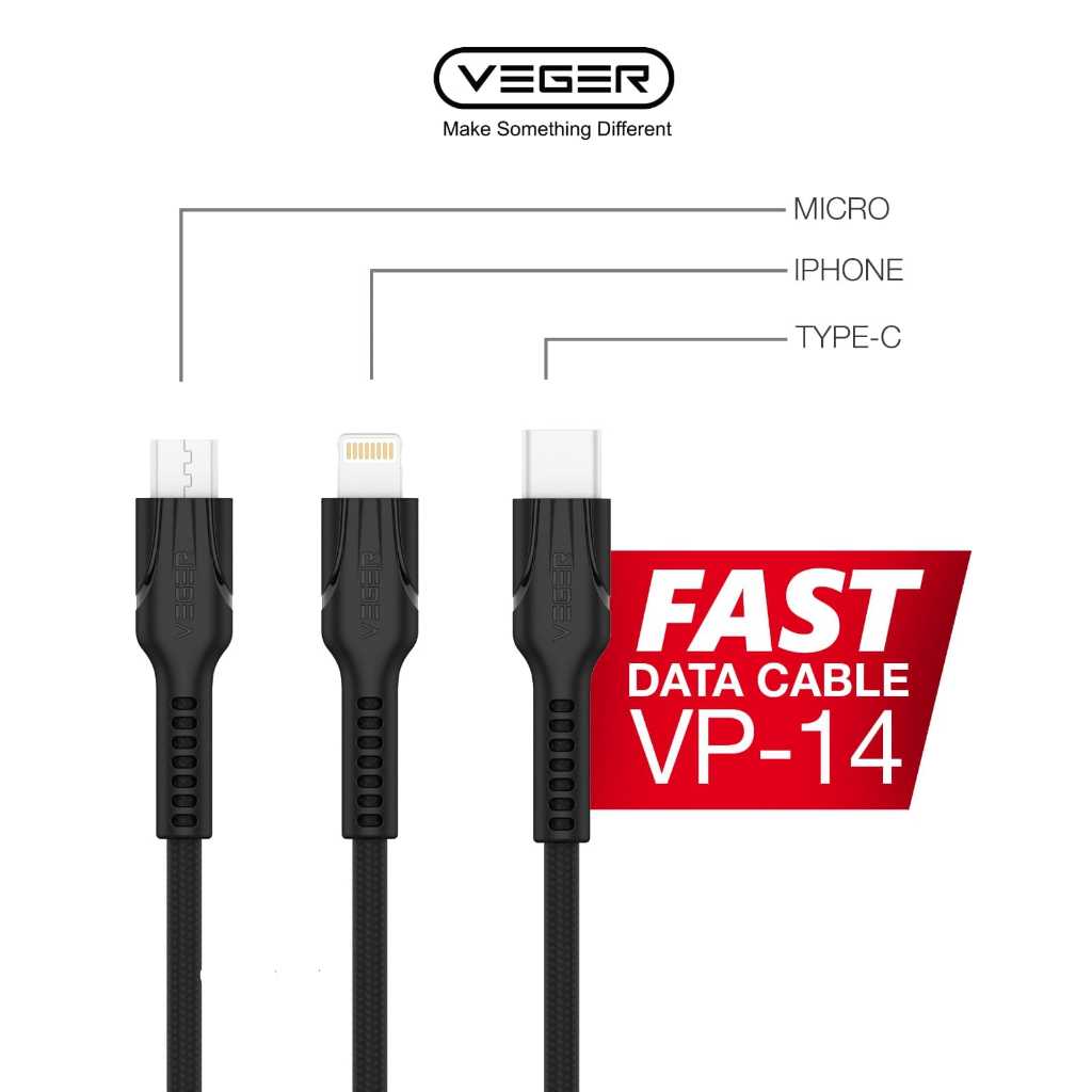 Jual VEGER VP-14 Micro / VP-14 Type-C / VP-14 Lightning Durable Data ...