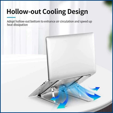 Laptop Stand Holder Portable Lipat Full Alumunium 6 Ketinggian Dudukan Pendingin Laptop Ringan
