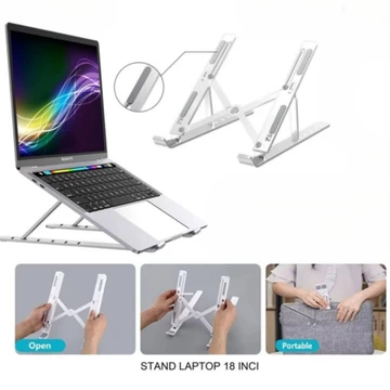 Laptop Stand Holder Portable Lipat Full Alumunium 6 Ketinggian Dudukan Pendingin Laptop Ringan