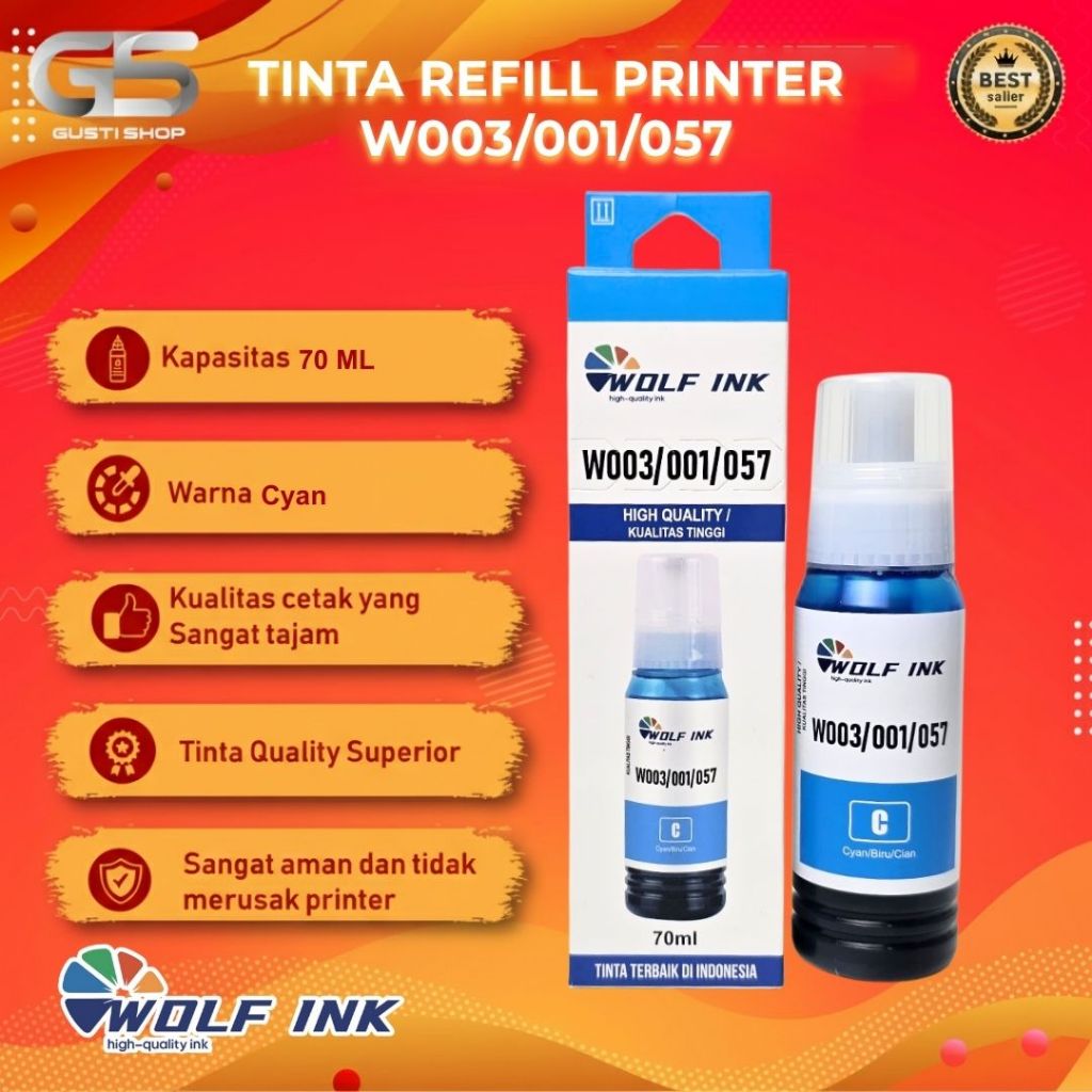 Jual WOLF INK 1 Paket 6 Pcs Tinta Printer 057 Isi 70ml Untuk Printer ...