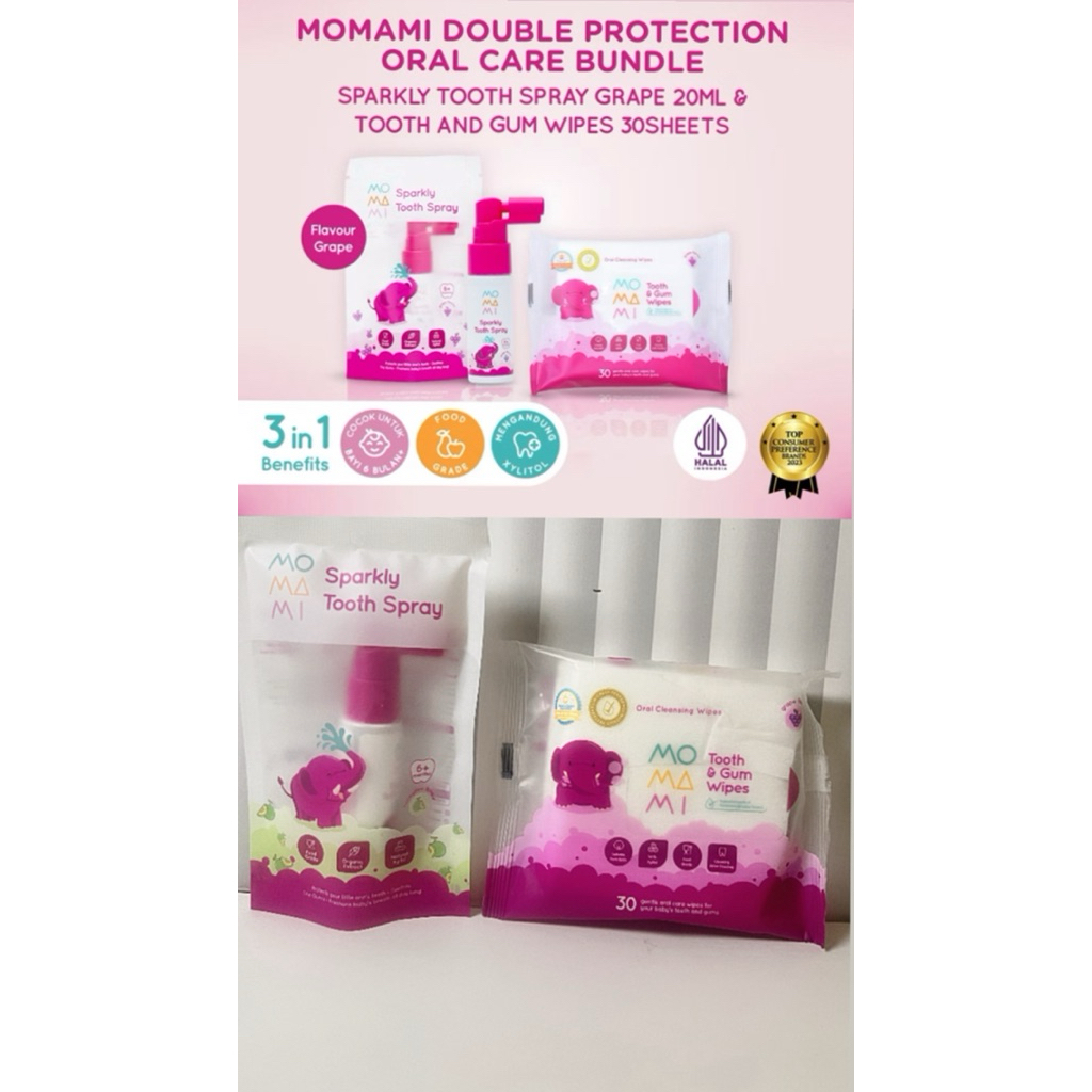 Jual Sparkly tooth spray, tooth&gum wipes MoMaMi | Shopee Indonesia