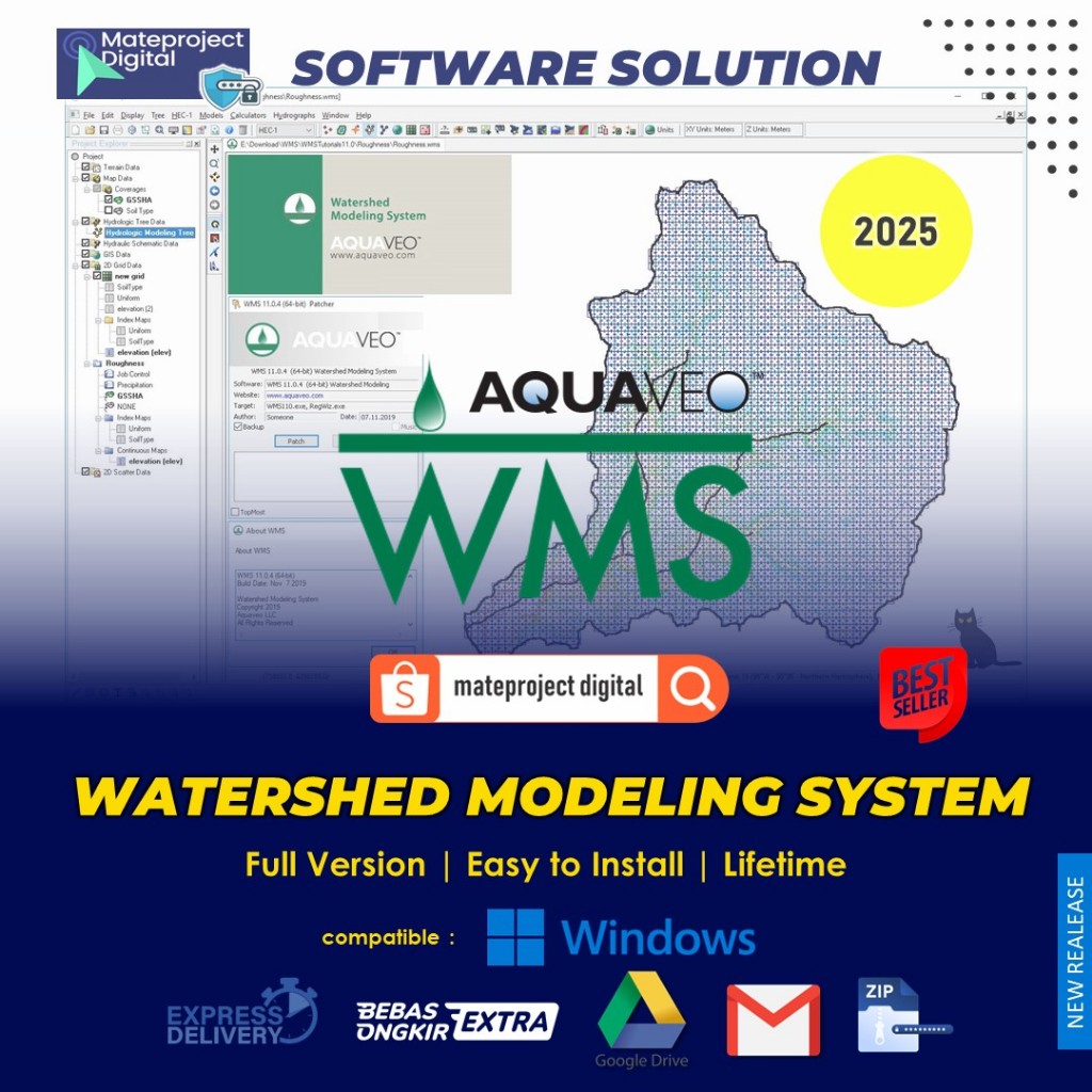 Jual Aquaveo WMS 2025 v11.3 Full Versi Permanent Software Watershed ...