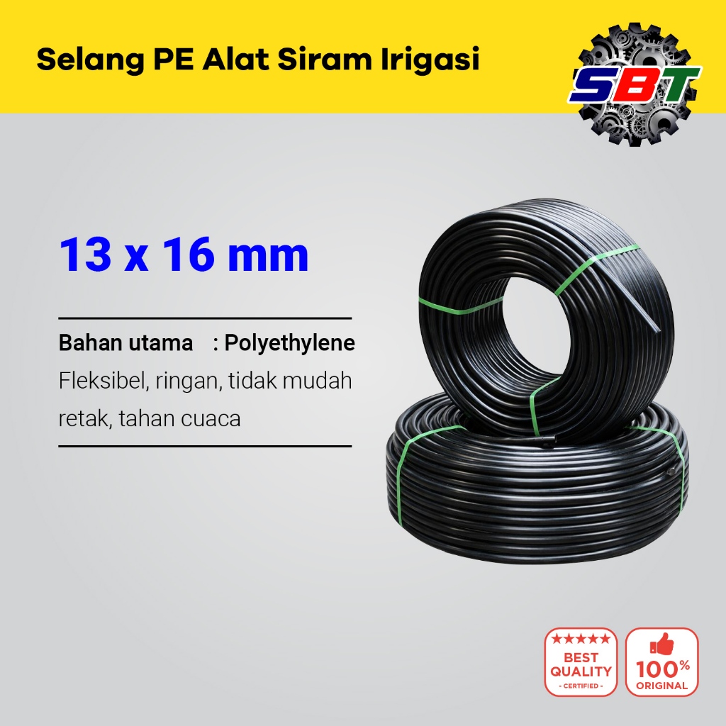 Selang PE 13 x 16 mm – Selang Polyethylene Tebal untuk Irigasi Tetes Drip Sprinkler Penyiraman Kebun Pertanian Perkebunan Sistem Air Tekanan Rendah Menengah