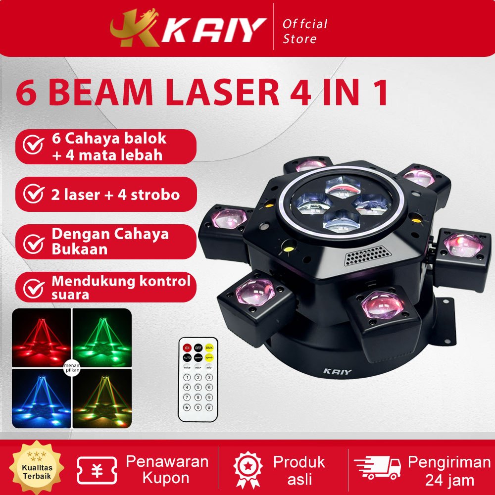 Jual KAIY 6 in 1 Laser Beam Lampu Panggung With Remote 150W Sixbee ...