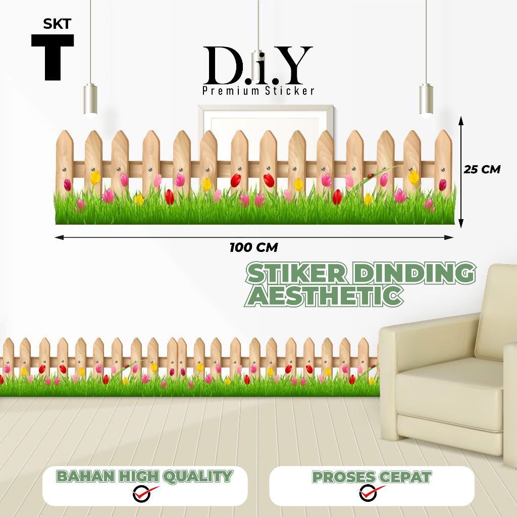 Jual COD WALLSTICKER RUMPUT BUNGA PINK-STICKER DINDING MOTIF RUMPUT ...