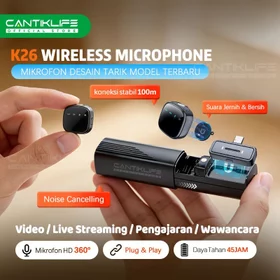 Cantiklife Mic Clip On Wireless 2 In 1 Creator Live Seharian Mic Lavalier TWS Tanpa Kabel 2.4G