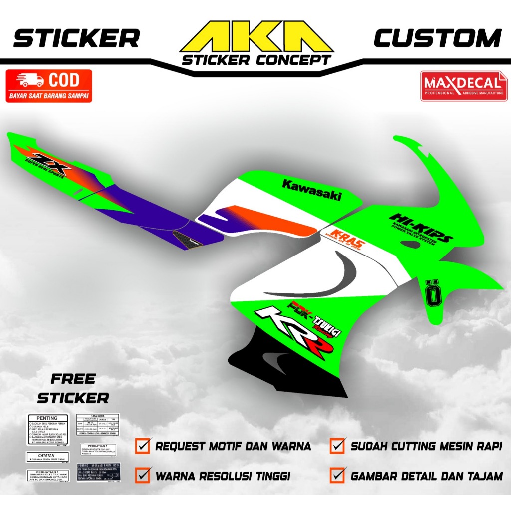 Jual Sticker striping Kawasaki Ninja rr old versi KRR transparan (bisa ...