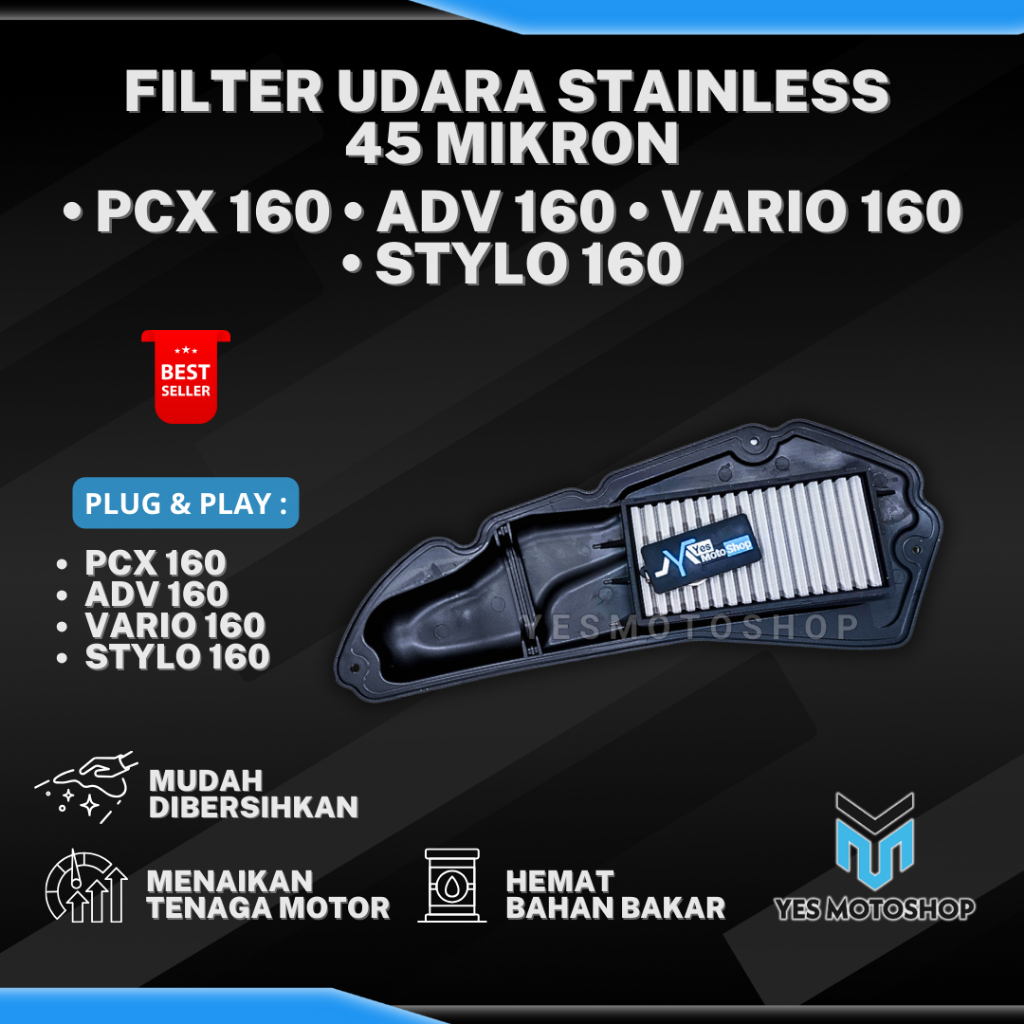 Jual AIR FILTER UDARA STAINLESS ADV 160 VARIO 160 PCX 160 FILTER UDARA ...