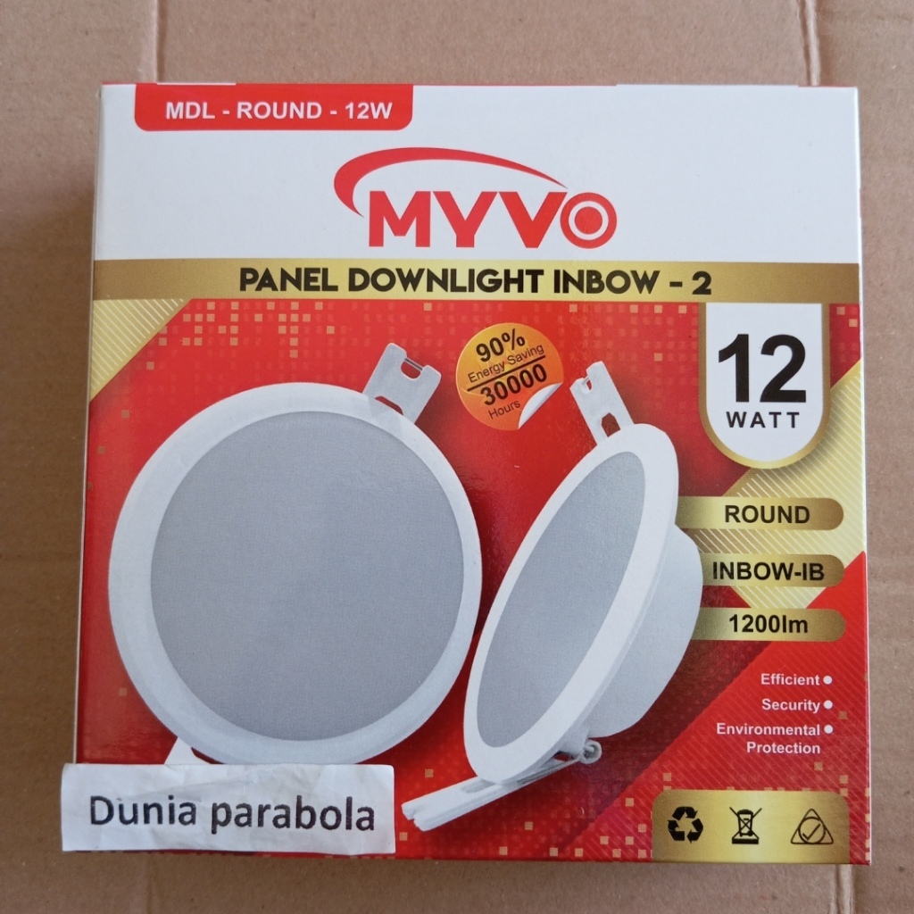 Jual MYVO LAMPU LED DOWNLIGHT 12W PANEL ROUND INBOW CAHAYA TERANG ...