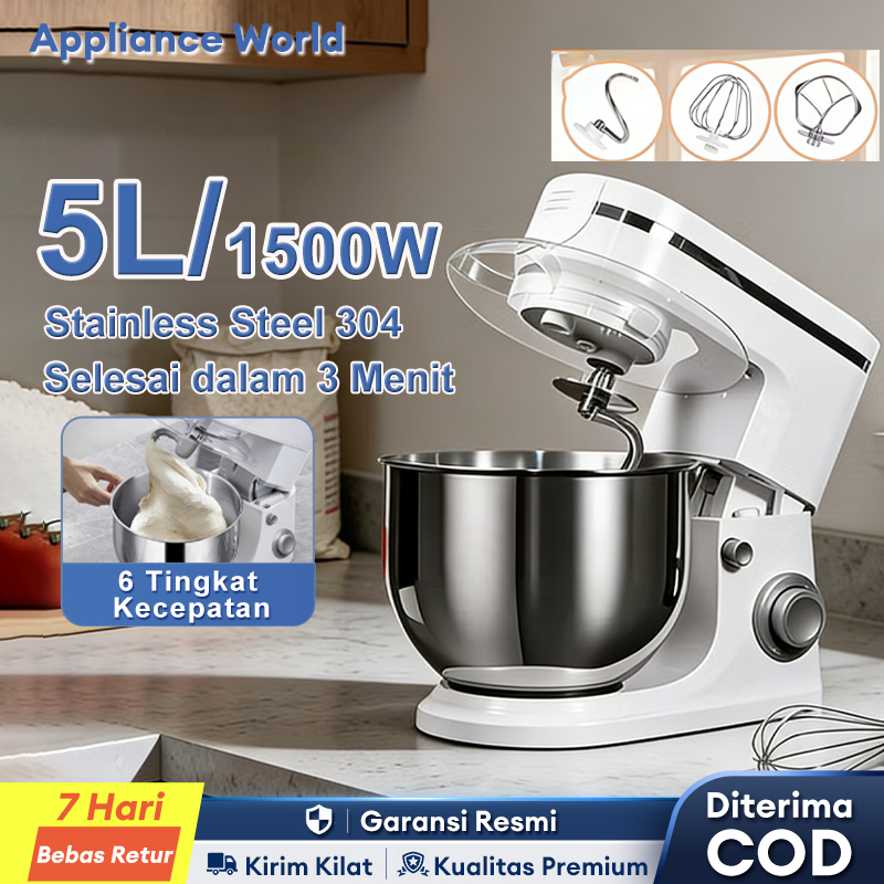 Jual AW Mixer Roti 1500W Stand Mixer 5L Pengaduk Adonan Kue & Roti ...