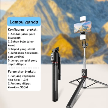 Valore 170CM Tongsis Tripod Bluetooth Selfie Stick Stainless Steel Tongsis Multifungsi Remote