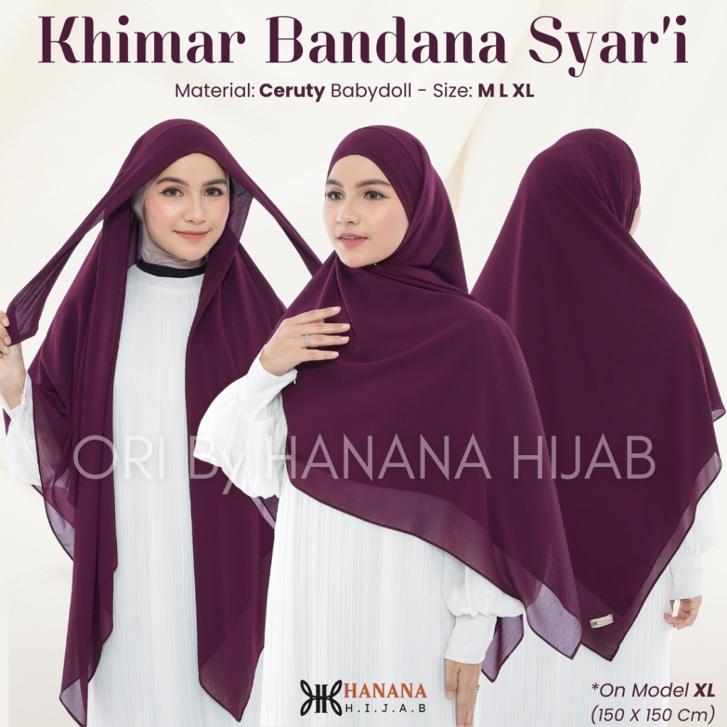 Khimar Bandana Syari  REALPICT Ori By Hanana Hijab Khiban Syar'i French Square Bandana Segitiban
