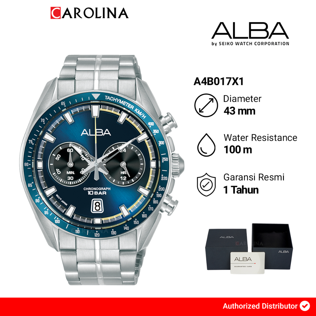 Jual Jam Tangan Pria Alba Signa Chronograph A4B017X1 Blue Dial Silver ...