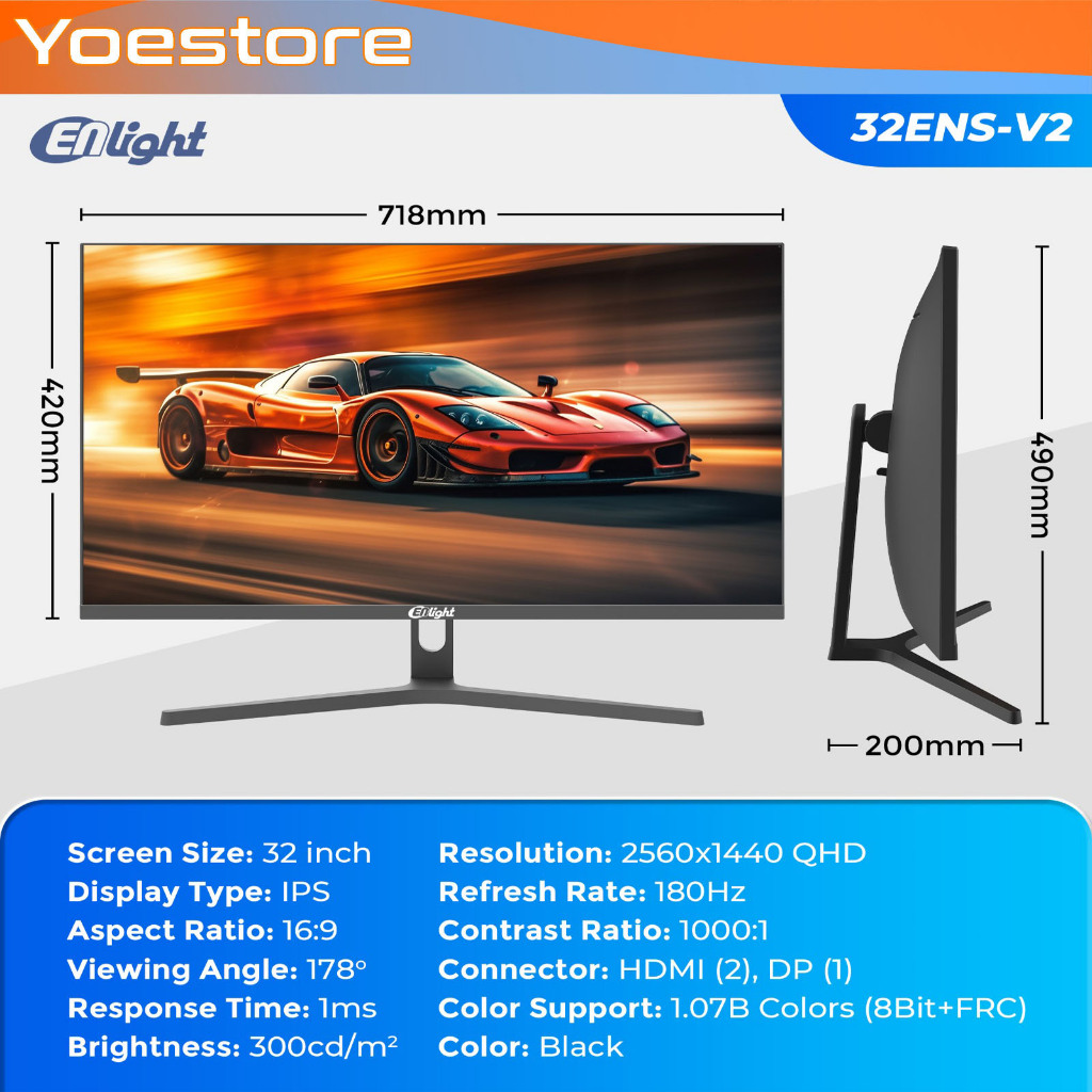 Jual Enlight 32ENS-V2 32 Inch Frameless LED Monitor 180Hz IPS 2K ...