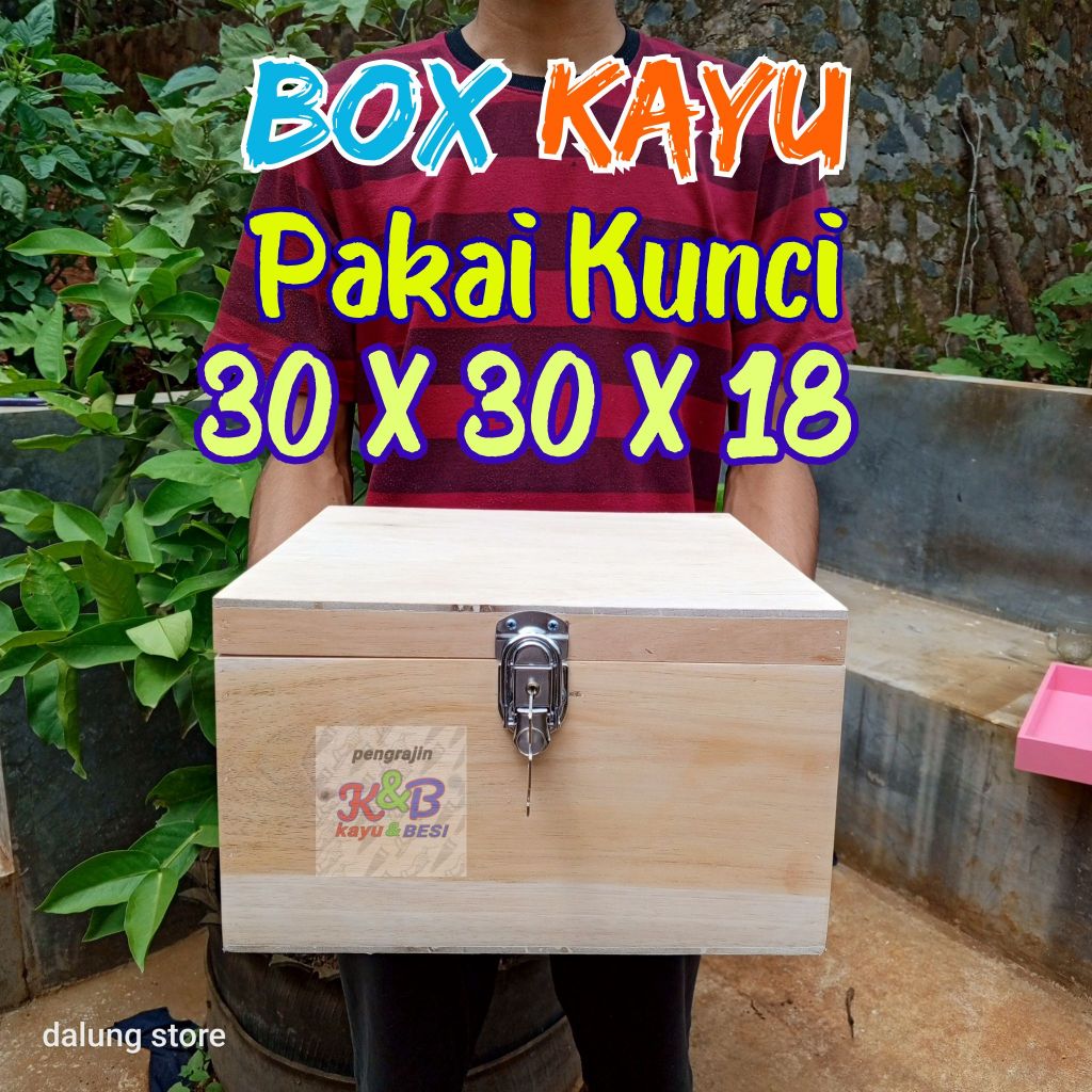 Jual Kotak Box Kayu Penyimpanan Pakai Kunci Ukuran 30x30x18/Box ...