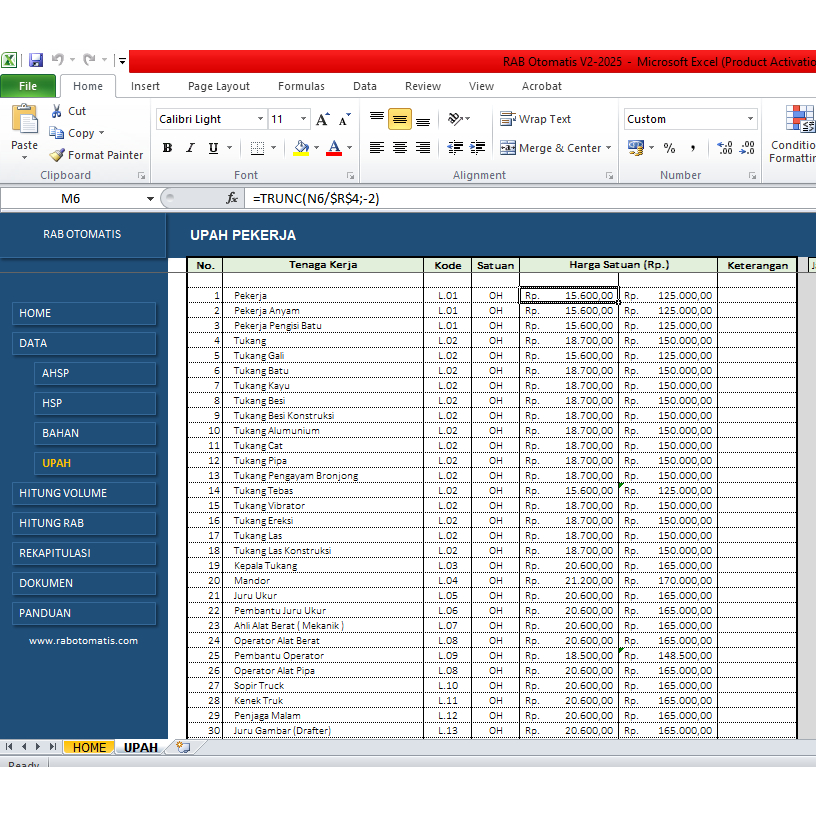 Jual Aplikasi RAB otomatis V2 format excel ( tersedia AHSP 2025 ...