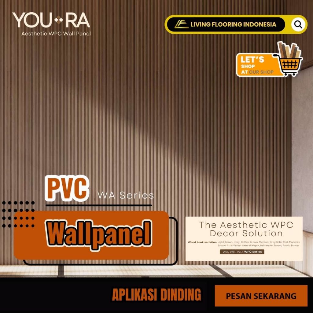 Jual Youra Wallpanel Dinding Youra WA Series PVC 3D Vertikal Serat Kayu ...