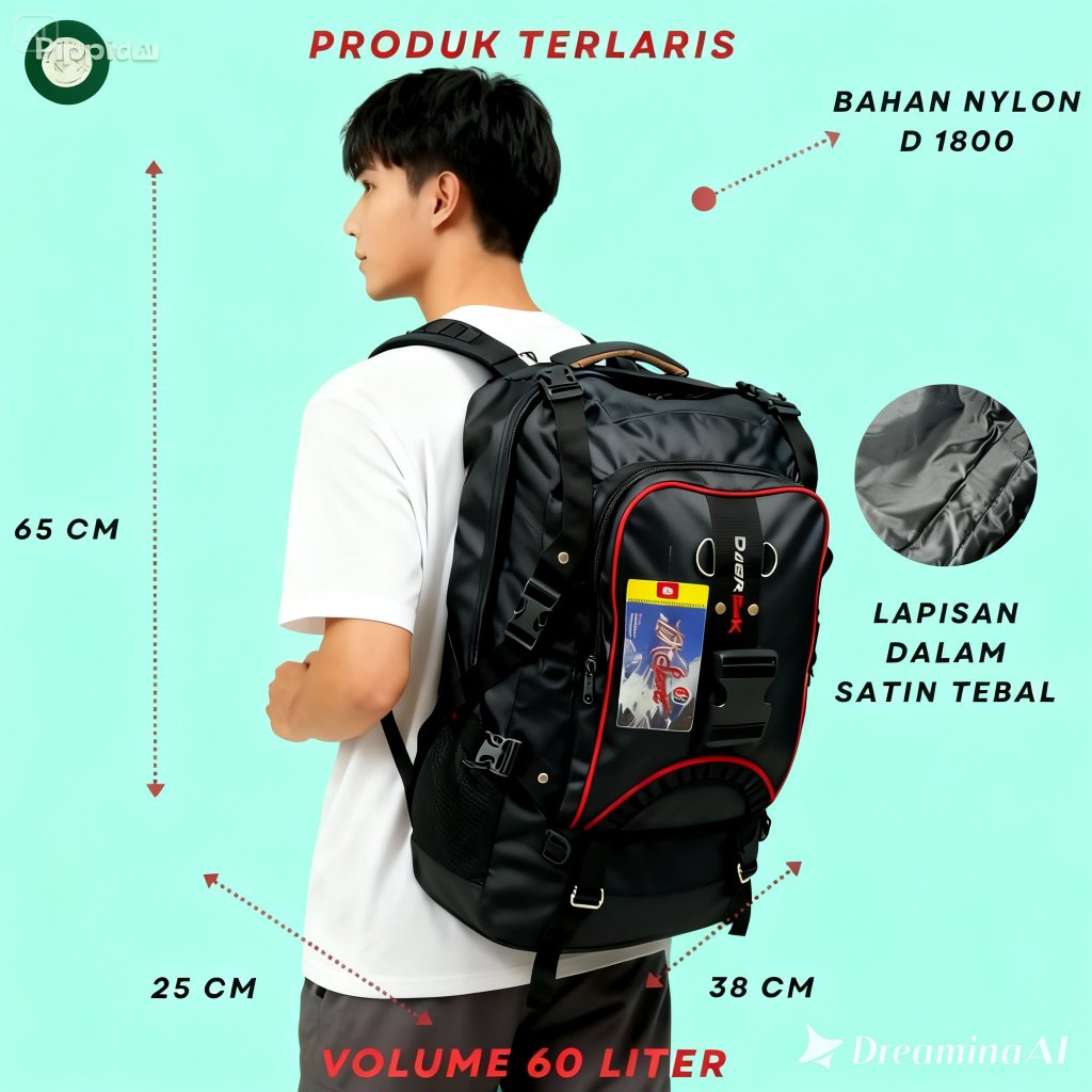 Jual Ransel Jumbo Travelling Tas Ransel Jumbo Pria Traveling 60 Liter ...