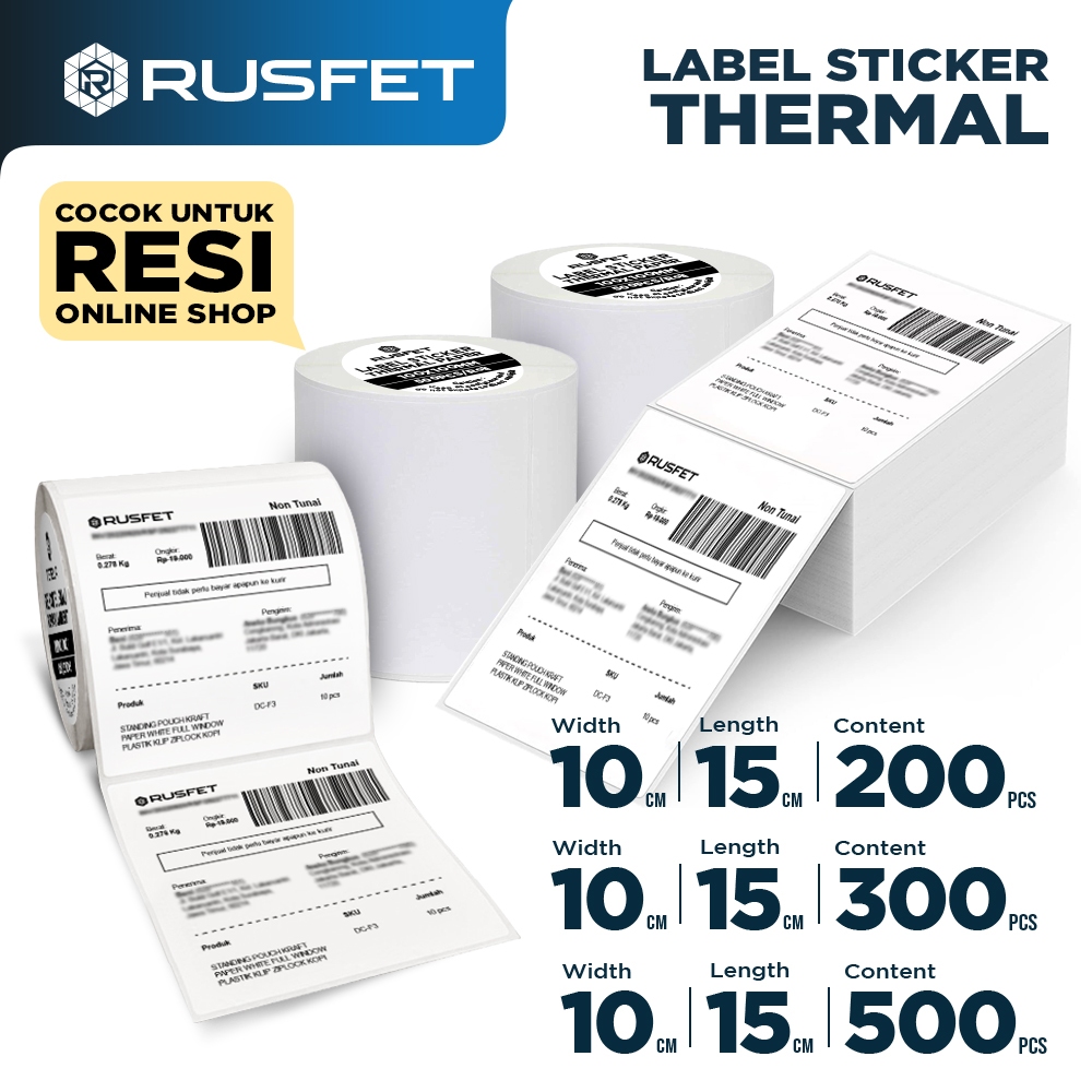 Jual RUSFET - Sticker Label Thermal Roll | Resi AWB Barcode Alamat ...