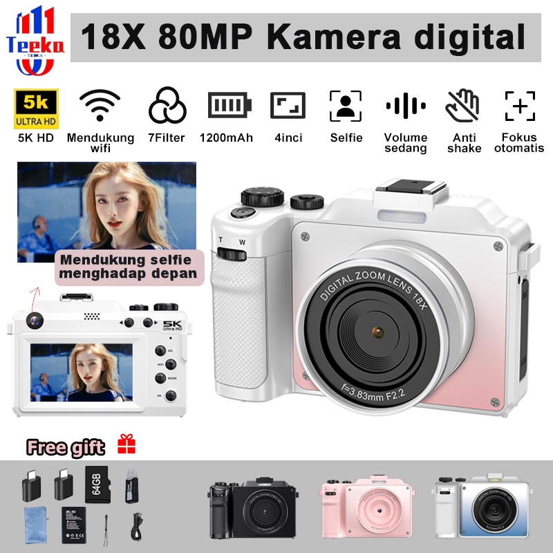 Jual TEEKA X9 80MP Wifi Digital Camera 5K Video 18X Digital Zoom Dengan ...
