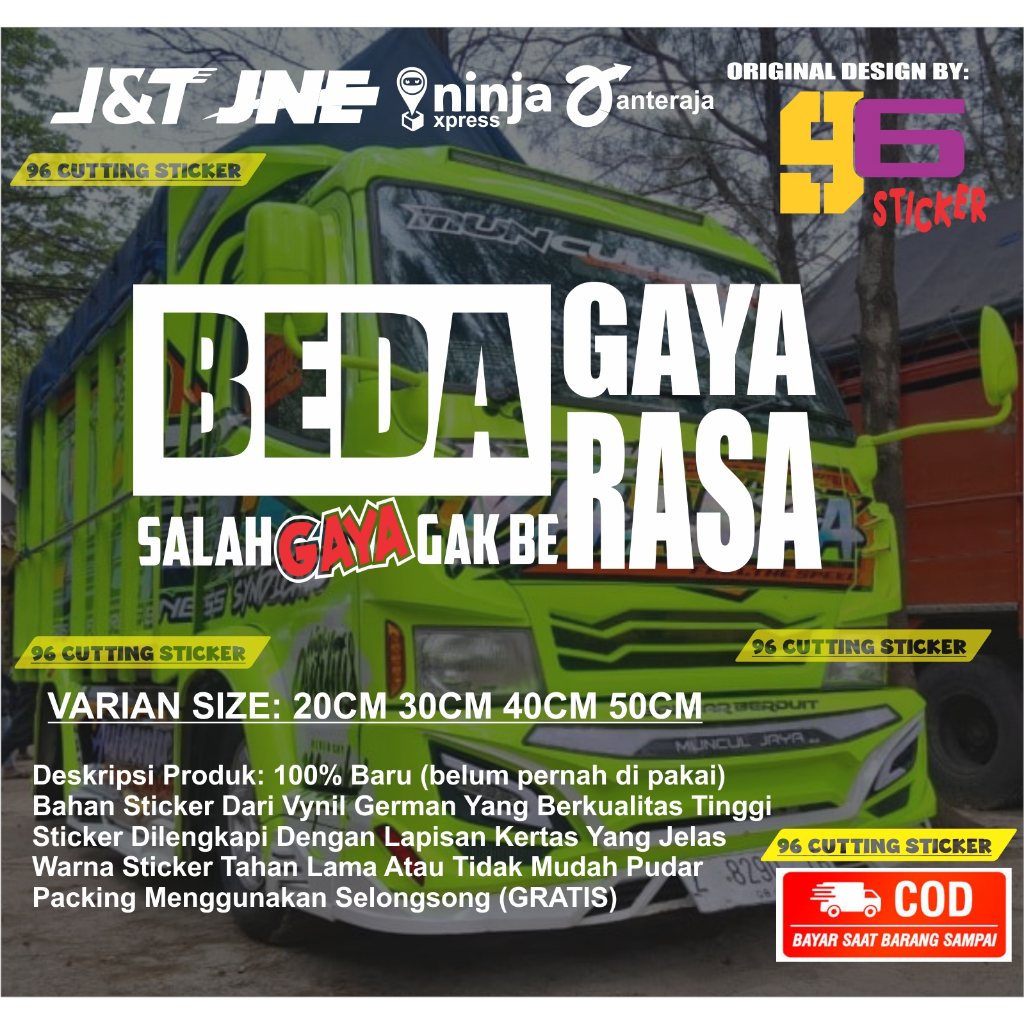 Jual Stiker kata kata BEDA GAYA BEDA RASA sticker variasi mobil truck ...