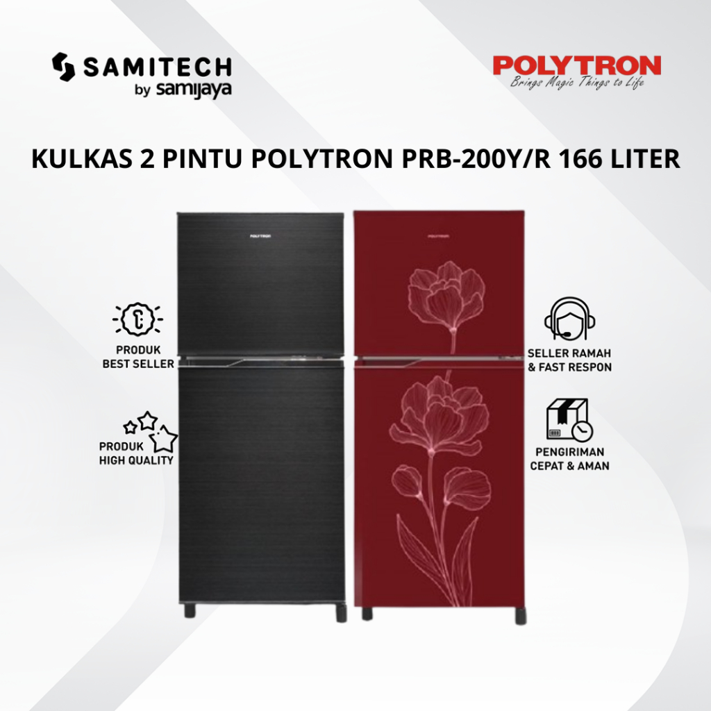 Jual KULKAS POLYTRON 2 PINTU PRB-200R PRB-200Y PRB-200 KAPASITAS 166 ...