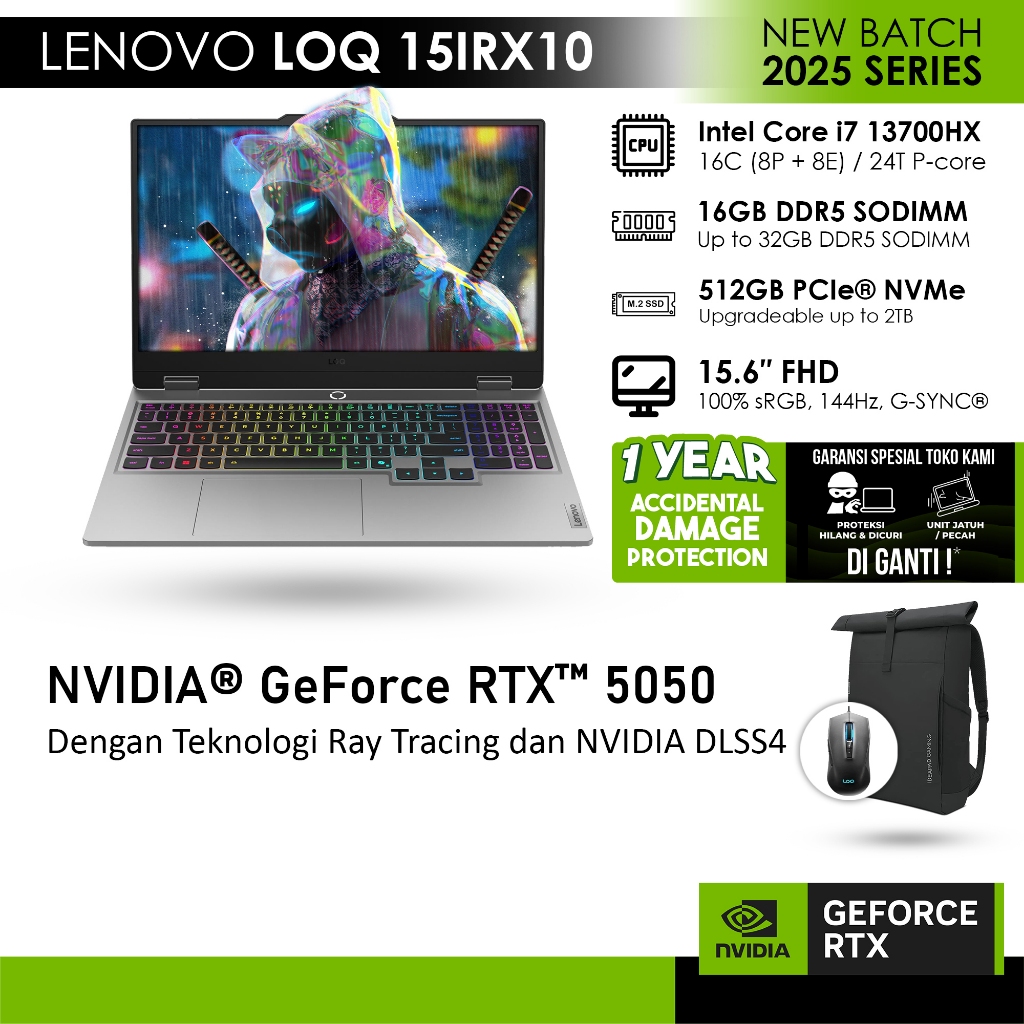 Jual [FREE TUMBLER] LENOVO LOQ 15IRX10 GeForce RTX™ 5050 8GB - i7 ...