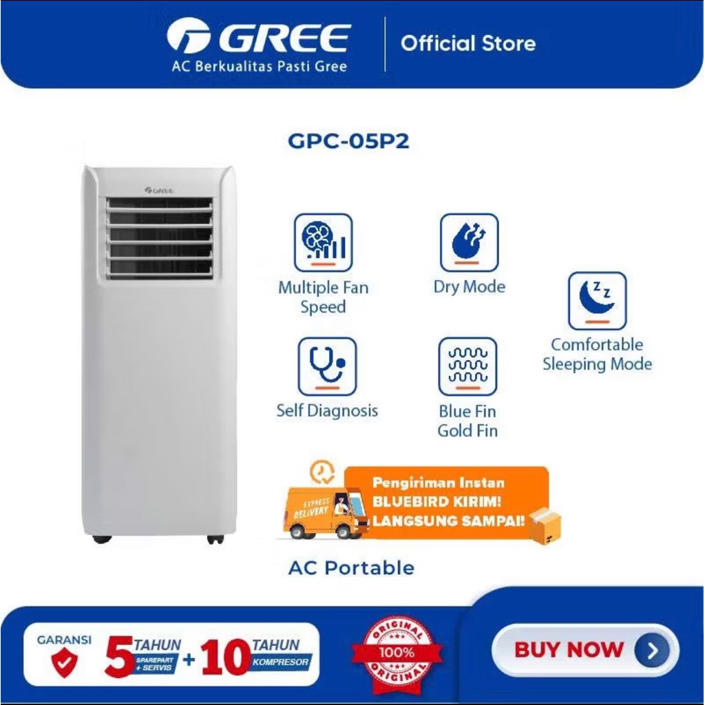 Jual Gree AC Portabel 1 PK GPC09P2- R290 Garansi Resmi - AC Portabel ...