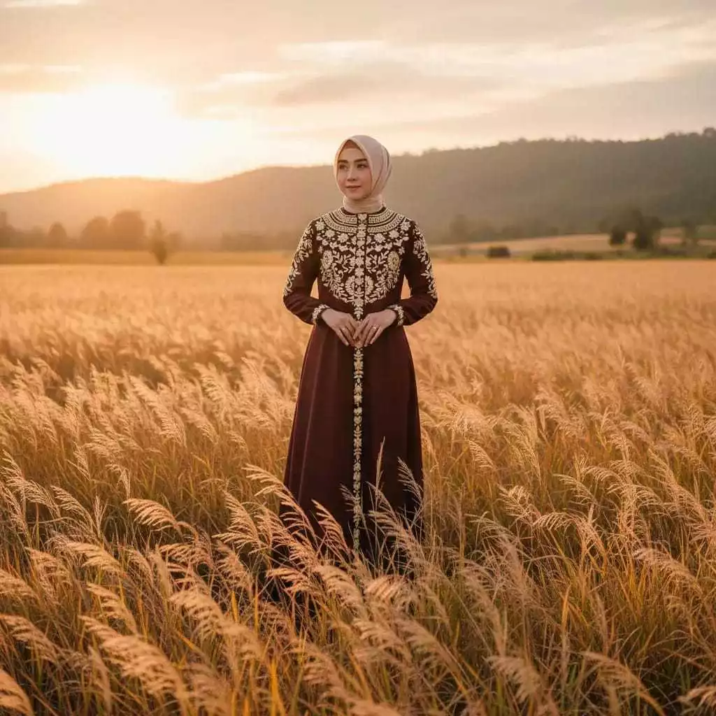 Gamis Bordir Tuqba Swaroski Bahan Katun Toyobo detail bordir dan swaroski