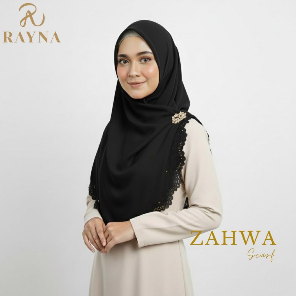 RAYNAHIJAB Zahwa Scarf Paris Japan Premium Bordir Kerancang Pinggir Hijab Pesta