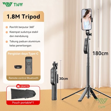 TNW LINBER S30 Tongsis Tripod Bluetooth 1.8m Selfie Stick Remote Tongsis 360 ° Rotation